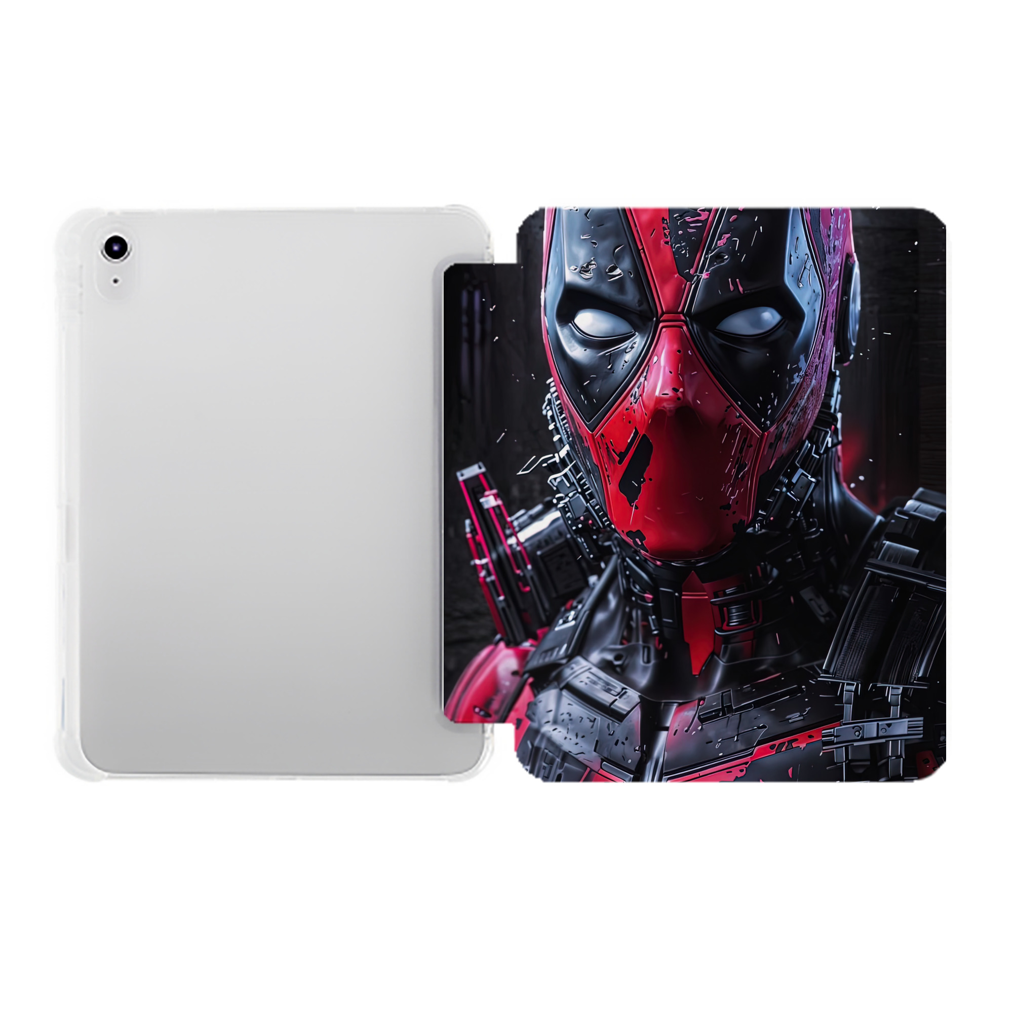 （画像用） Deadpool デッドプール IPad ケース ペン収納付き 三つ折りスタンド PUレザー×シリコン 対応機種9.5/10.5/10.9インチ